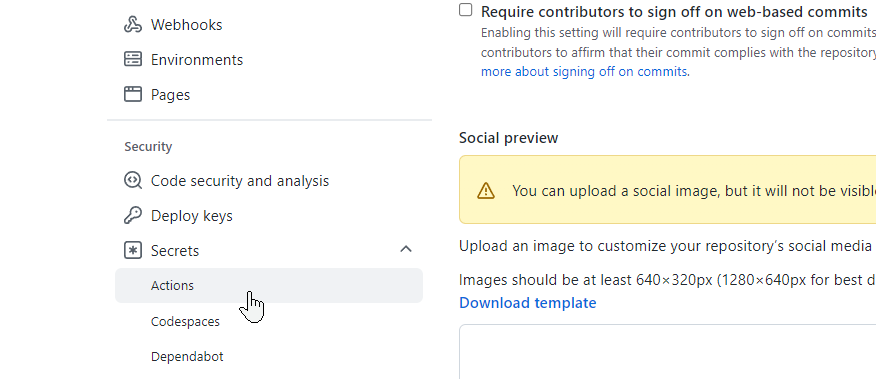 Add your Github Secrets Add the Github Secrets