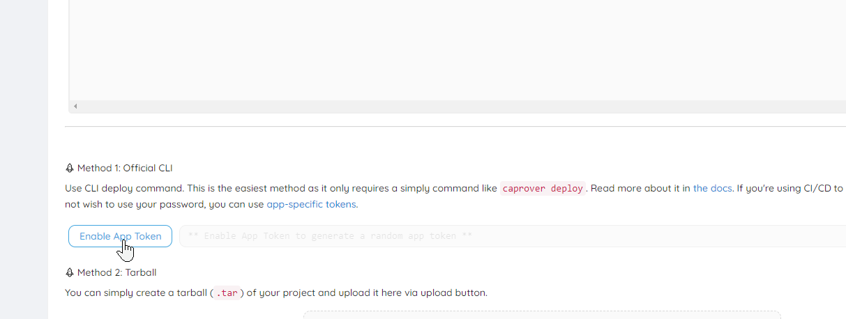 Enable App Token Create a new app